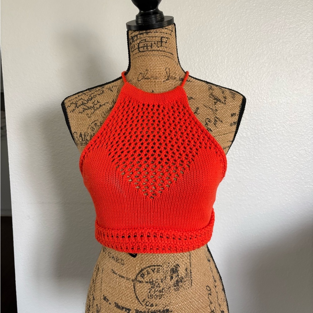 Forever 21 Halter Crochet Knit Crop Top